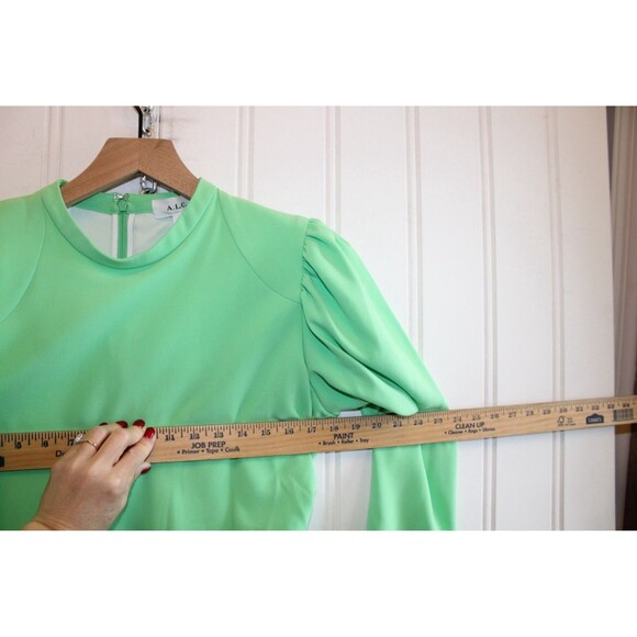 A.L.C. Jane Mini Dress Size 8 Green Ruched Long Sleeve Cocktail Party - Picture 6 of 13